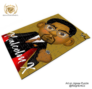 Custom Art on Jigsaw Puzzle- "Malcolm X" 14" x 9.5"
