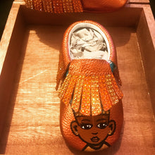 Hand Painted Level Up Kings & Queens Baby Moccasins (Hard Bottoms) Metallic Copper