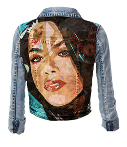 Custom Hand Painted Denim Jacket Aaliyah Artwork by Rob x Steph