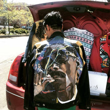 Custom Hand Painted Denim Jacket Snoop Tribute with Swarovski Crystals by Rob x Steph | Women Sizes