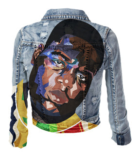 Custom Hand Painted Denim Jacket by Rob x Steph | Biggie Tribute Denim Jacket