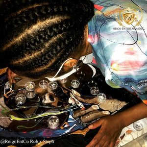 Custom Hand Painted Denim Jacket Snoop Tribute with Swarovski Crystals by Rob x Steph
