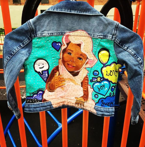 Custom Toddler Hand Painted Medium Light Denim Jacket