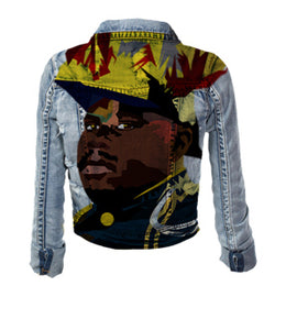 Custom Hand Painted Denim Jacket Marcus Garvey Tribute by Rob x Steph | Women Sizes